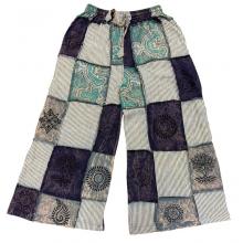 Cotton Multi Patchwork Block Print Palazzo Pant D1270