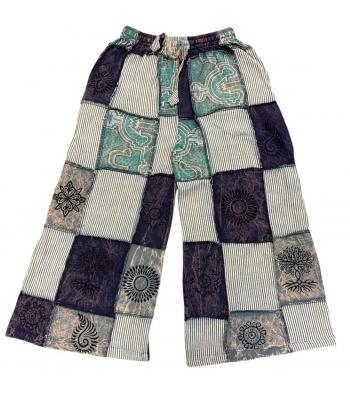 Cotton Multi Patchwork Block Print Palazzo Pant D1270 