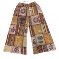 Cotton Patchwork Wide Leg Musical Palazzo Pant D1278