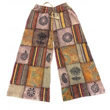 Cotton Patchwork Wide Leg Musical Palazzo Pant D1278