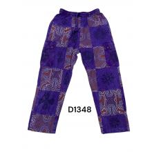 Cotton Multi Patchwork Block Print Purple Mountain Tribal Pant D1348