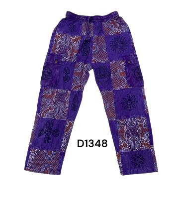 Cotton Multi Patchwork Block Print Purple Mountain Tribal Pant D1348
