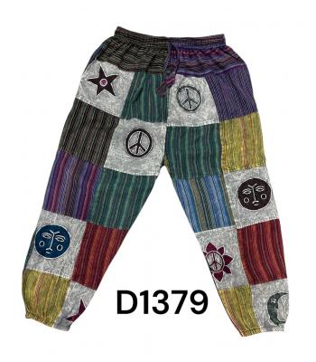 Cotton Multi Color patchwork Star Peace Eye Pant D1379