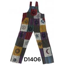 Cotton Multi Artwork Patch Embroidery Peace Jumpsuit Overall D1406