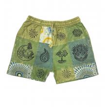 Cotton Multi Green Patchwork Block Print Arizona Short  D1547