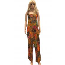 Cotton Multi Print Bohemian Himalayan Overall Jumpsuit HF14