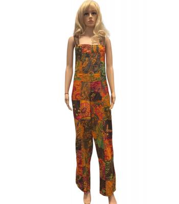 Cotton Multi Print Bohemian Himalayan Overall Jumpsuit HF14