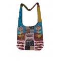 Cotton Multi Color Razor Cut  Emb Tree of Flowers Bag KFC3108
