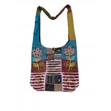 Cotton Multi Color Razor Cut  Emb Tree of Flowers Bag KFC3108