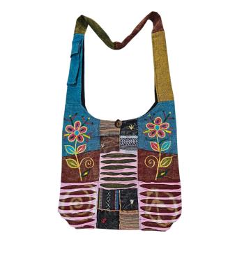 Cotton Multi Color Razor Cut  Emb Tree of Flowers Bag KFC3108