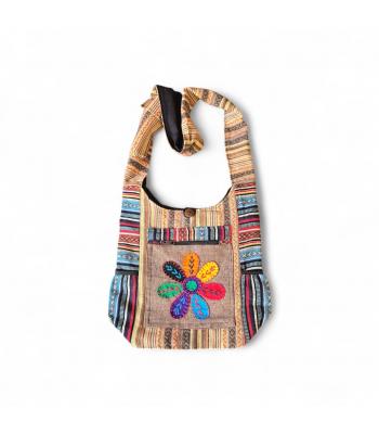 Cotton  Embroidery Rainbow Flower Himalaya Bag KFC3109