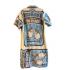 Cotton Vintage Feed Sack Rabbit Button Down Half Slv Cardigan Shirts  KTF26247