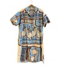 Cotton Vintage Feed Sack Rabbit Button Down Half Slv Cardigan Shirts  KTF26247