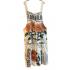 Cotton Vintage Feed Sack Sun Flowers Overall Jumpsuit  KTF26245