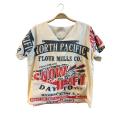 Cotton Vintage Feed Sack Flour Mills Half Sleeve V Neck Top  KTF26228