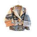 Cotton Vintage Feed Sack Border Ice Cream Blazer Jacket KTF26232