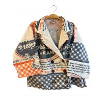 Cotton Vintage Feed Sack Border Ice Cream Blazer Jacket KTF26232