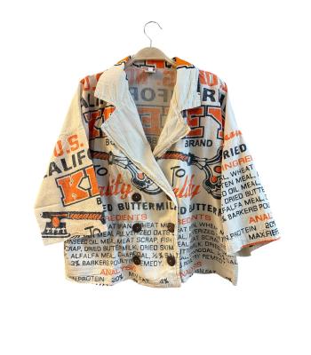 Cotton Vintage Feed Sack Butter Mill Blazer Jacket KTF26233