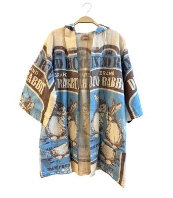 Cotton Vintage Feed Sack Rabbit Hooded Jacket  KTF26234