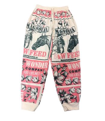 Cotton Vintage Feed Sack Magnolia Floral Drawstring Pant KTF26241