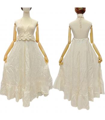 Cotton Crochet Top Halter Long  Dress KTK26308