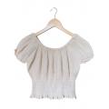 Cotton Round Neck Cap Sleeve Crop Top KTK26309