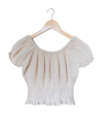 Cotton Round Neck Cap Sleeve Crop Top KTK26309