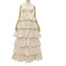 Cotton Smocked Crinkled Ruffle Layers Maxi Dress KTK26311