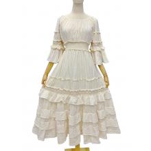 Cotton Ombre Lace and Crochet Layers 3/4  White Queen Dress  KTK26320