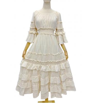 Cotton Ombre Lace and Crochet Layers 3/4  White Queen Dress  KTK26320