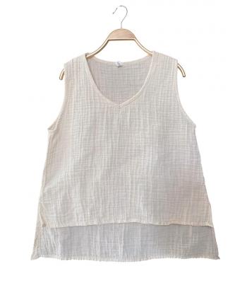 Cotton wide-sleeve two-layer top KTK26326