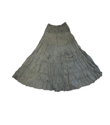 Cotton Outside Stiches Ombre Crochet Waist Sage Long Skirts  KTK26327