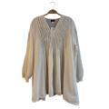 Cotton Boho V neck Bishop Sleeve Flowy Vintage Tunic KTK26329