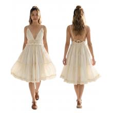 Cotton Crochet Spaghetti Strap Lace Dress   KTK26333