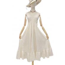 Cotton V Neck Ruffle Long Dress KTK426