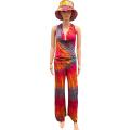 Rayon Tie Dye  Jumpsuit Overall  KTP938  Red 