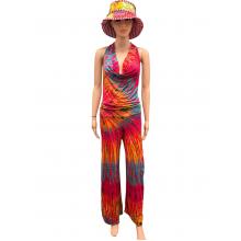 Rayon Tie Dye  Jumpsuit Overall  KTP938  Red