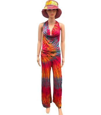 Rayon Tie Dye  Jumpsuit Overall  KTP938  Red 
