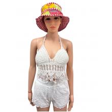 Cotton Crochet Fringe Cream Bra KTT1824