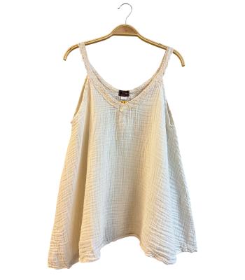 Cotton Crochet  Straps A line  White  Top  KTX2564