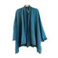Cotton Crinkle Teal Open Front Short Cardigan KTX2566
