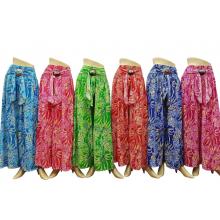 Floral  artwork coconut button drawstring  assorted Palazzo Pant  KTY515
