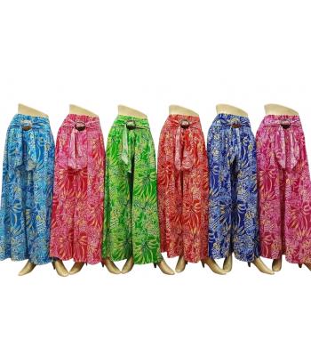 Floral  artwork coconut button drawstring  assorted Palazzo Pant  KTY515