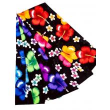 Rayon Black Hibiscus Floral Bach Sarong KTY524