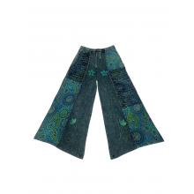 Cotton Blue Multi Razor Cut Crazy Artwork Palazzo Pant LF26353
