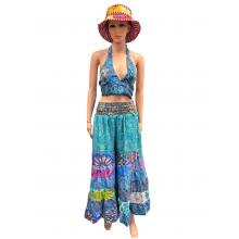 Multi Print Patchwork  gypsy-style tiered  Vintage Palazzo Pant MB37
