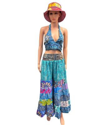 Multi Print Patchwork  gypsy-style tiered  Vintage Palazzo Pant MB37