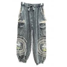 Cotton Patchwork Stonewashed Box Pocket Mushroom Pant NT10