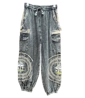 Cotton Patchwork Stonewashed Box Pocket Mushroom Pant NT10