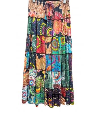 Cotton Multi Color Ombre Patchwork Festival Skirt NT7